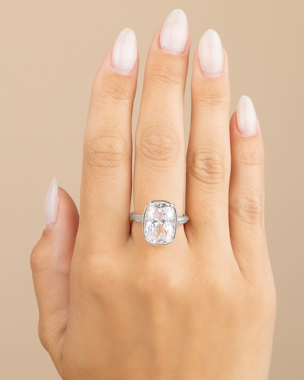 Sterling Silver Elongated Cushion Cocktail Ring
